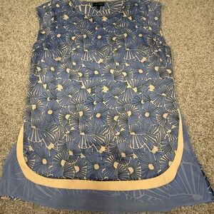 Beautiful lightweight classic blue and pink/peach flowing sleeveless blouse S